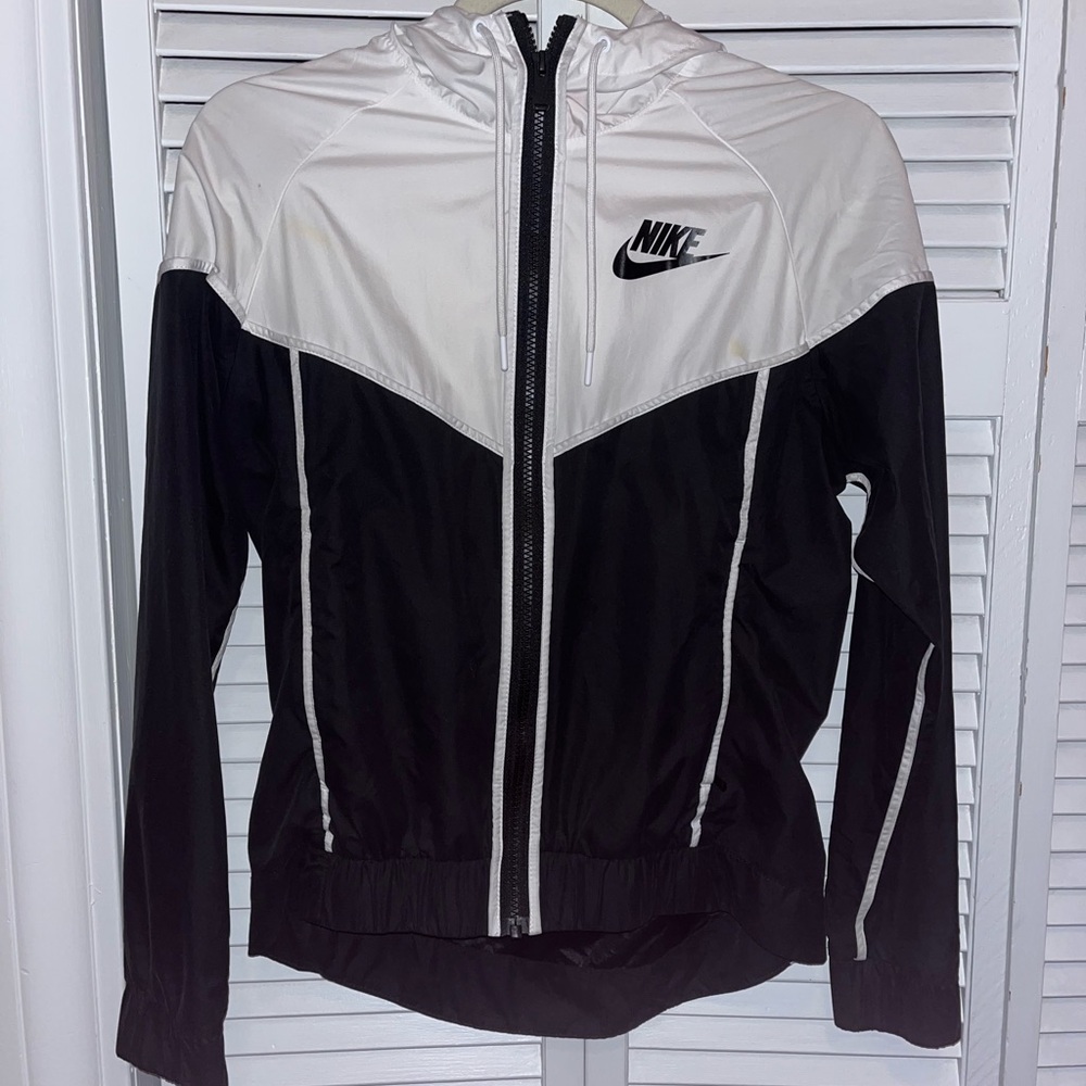 Nike Women's Black and White Windrunner Jacket